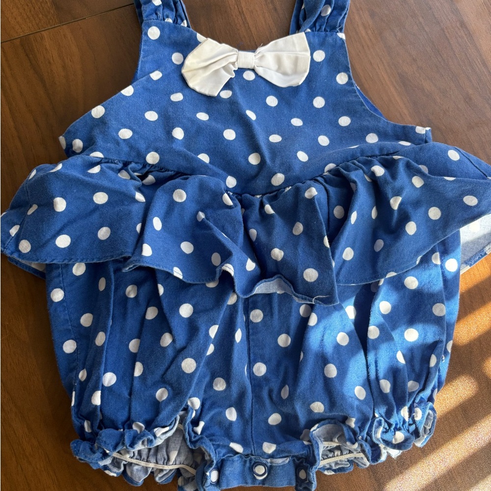 24 Months Blue Polka Dot Baby Romper